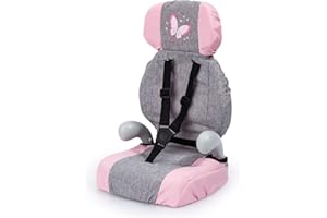 Bayer Design- Giocattolo, Seggiolino Auto, Accessori per Bambole con Cintura, Moderno, Colore Jean Gris, Rose avec Papillon, 67533AA