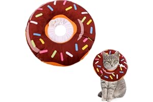 Xinzistar Halskrause Katzen Halsband Soft Weich Katze Schutzkragen Anti Biss Safety Einstellbarer Schützender Kragen für Haustiere Katzen Hunde Welpen Kätzchen (Braun Donut, M)