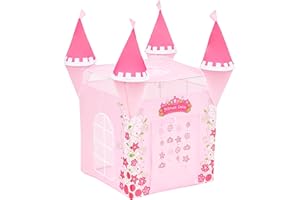 Baroni Toys Tienda Castillo de Princesas para Niños de 3 4 5 6 7 Años, Bolsa de Transporte, Tienda de Juguete para Interior y Exterior, Casa de Juegos para Niños, Juegos Infantiles, 80x80x130 cm