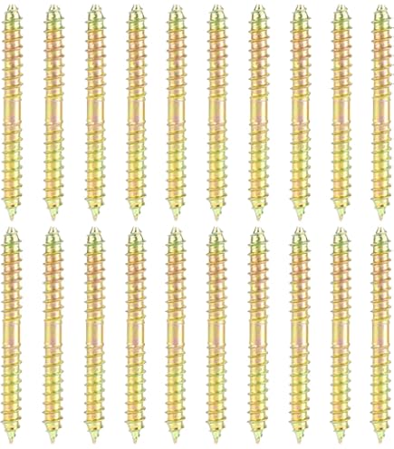 Hanger Bolts, 16pcs Double Ended Screws Wood Dowel Screws - Brass Tone