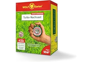 WOLF-Garten Turbo-Nachsaat zur Rasensanierung LR50 (für 50 m2, hohe Dichte mit ca. 70.000 Trieben/m2, für alle Rasentypen geeignet, mit WOLF-Garten Keimgarantie, im 1kg Karton) 3826031