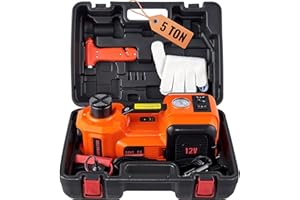 VEVOR Martinetto idraulico elettrico a carrello, 5 Tonnellate CC 12V 180W 15A Pressione 10bar Martinetto elettrico cilindro idraulico 155-450 mm Kit di Attrezzi per Martinetto Idraulico Sollevatore