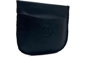 Lugupell Cuero Taco Monedero Piel Genuina Auténtica con Fleje para Hombre y Mujer (Negro)