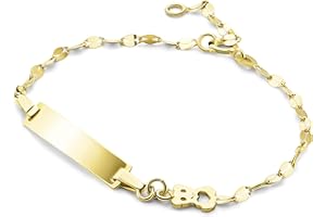 Miore Kids pulsera infantil con placa para nombre y osito de peluche en oro amarillo 375, longitud 14 cm (12 cm + 2 cm de extensión)