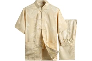 HUATENG Chino Ropa Traje Tang - Tradicional China Artes Marciales Kung Fu Tai Chi Manga Larga/Manga Corta Traje Suits para Hombres