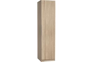 ‎FORTE FORTE CADIXO Schrank 50 55, Kleiderschrank klein, Flurschrank schmal, Garderobenschrank, Drehtürenschrank, 1-türig mit Einlegeböden, Holzdekor: Sonoma Eiche, 51 cm breit x 213 cm hoch x 59 cm tief