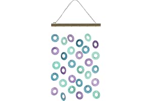 MIK funshopping Carillon éolien avec anneaux en coquille de Capiz - Bâton en bois - 30 x 50 cm - Plaquette de nacre