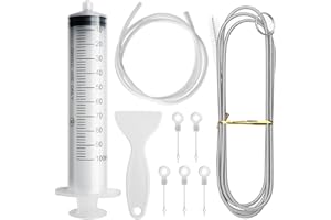 MOSTFUN 9 Kit de Limpieza de Nevera, Herramienta de Limpieza del Refrigerador, Cepillo Flexible Limpieza + Jeringa de 100 Ml + Tubo PVC + Pala de Descongelación + 5 Tapones para Orificios de Drenaje de Nevera