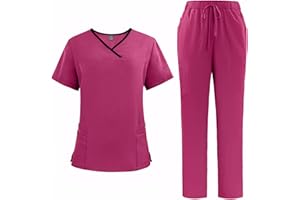 Meichoon Zestaw peelingowy unisex medyczny mundur zestaw poliester oddychająca szybkoschnąca odzież robocza z 4 kieszeniami top stretch spodnie DK51