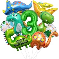Set Decorazione Compleanno Dinosauro XXL – 3° Compleanno Con Palloncini T-Rex, Brachiosauro E Ghirlanda Happy Birthday