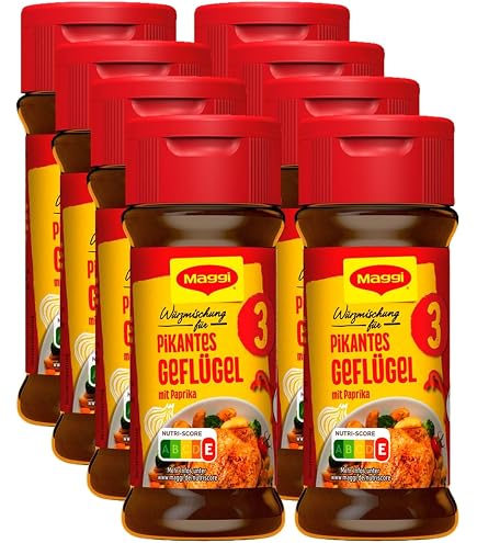 MAGGI Würzmischung 3, für pikantes Geflügel, süß-pikantes Paprika-Gewürz, für Brathähnchen oder Putengeschnetzeltes, 1er Pack (1 x 65g) Lebensmittel & Getränke