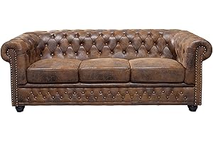 Invicta Interior Edles Chesterfield Sofa 3-Sitzer im Antik Couch Polstersofa braun 3er Couchgarnitur