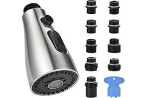 Cieex 3 Modi Brausekopf Küchenarmatur Ersatz, Pull Out Küchenarmaturen Ersatz Brausekopf, Geschirrbrause Ersatzkopf Brausekopf küchenarmatur mit 9 Adaptern für Küchenarmatur&Spültischarmatu