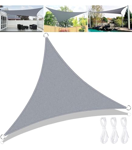 Tenda Velo Sole Triangolare 4x4x5.8m - Ombreggiante Giardino, Terrazza Con Protezione UV 30+ - Granito - Foto 2