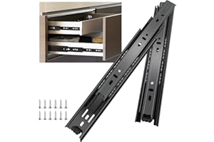 Sulawskys 6 paires glissières de tiroir 45 cm (12 pièces),glissiere pour tiroir, montage latéral,extension complète,coulisse tiroir avec roulements à billes, capacité de 45 kg, noir