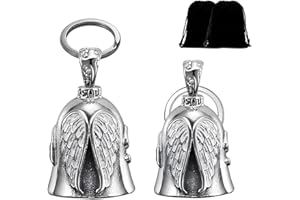 HEYOMI 2 Pezzi Campanella Moto Guardian Bell Originale, Campanellino Motociclisti, Portachiavi Moto Portafortuna, Angelo Custode Con Anello Appeso Per Auto Elettriche, Biciclette Ecc.