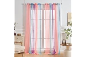 SeseBee 2 Panels Sheer Curtains, Girls Room Curtains, Bedroom Decor Unicorn Curtains, Living Room Translucent Curtains, Suitable for Kids