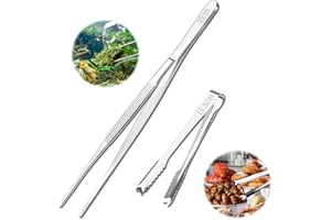 BHBXHB 2pcs Tweezers for Crafting Set include 12 inch Long Tweezers 7 inch Sweet Tongs Craft Tweezers Stainless Steel Tweezers with Precision Serrated Tip for Aquatic Pets Cooking Model Making Garden