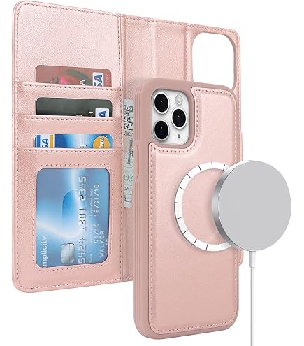 MyGadget Flip Case Für IPhone 12/12 Pro – Abnehmbare Magnet-Hülle Aus Kunstleder Mit Kartenfach In Braun