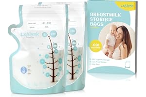 LXAIVNK Muttermilch-Aufbewahrungstasche, 237 ml, 60 Stück, Muttermilch-Aufbewahrungsbeutel, kein Auslaufen, Milch, starkes dünnes Design, Muttermilchbeutel für Stillutensilien