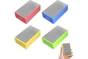 FEADBYT 4 Pieces Diamond Hand Polishing Pads Sanding,Reusable Diamond Hand Polishing Pad, Block Glass Grinding Pads Sharp Sanding Block Kit for Sanding Ceramic Tile Concrete Marble(60#,100#,200#,400#), Tools