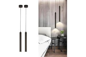 SXHZLY Lampada a Sospensione Comodino Camera da Letto, 2 Pezzi lampadario led a cilindro Nero, Regolabile In Altezza lampada a sospensione moderna per cucina soggiorno tavolo da letto 30cm (2)