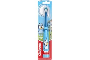 Colgate Kids Battery Powered Toothbrush with Extra Soft Bristles, Flat-Laying Handle, Bluey Design, 1 Pack