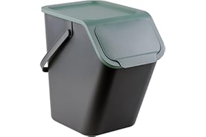 Go Practic Waste separation system for waste separation in the kitchen waste system with click lid bin with lid rubbish bin waste bin green 25 l