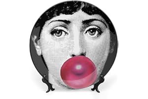 Fgjkt Piatto Lina Cavalieri, Piatto Decorativo da Parete, Decorazione da Appendere alla Parete con Piastra Facciale Misteriosa, Staffa Inclusa E Gancio A Molla Speciale,style-12,8inch