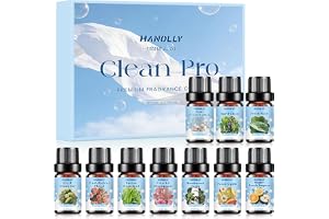 HANOLLY Eteriska Oljor Cleam TOP 10 x 5ML, Essential Oil Naturlig, För Diffusor, Massage, Gör- Frisk Björk, Våräng, Frisk Ene
