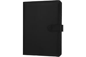 JIANTA A5 Raccoglitore ad 6 Anelli, Copertina per Raccoglitore a 6 Anelli in Pelle PU Ricaricabile per Carta di Riempimento A5, Raccoglitore A5 Tasche per Taccuini, Nero(Carta Interna Non Inclusa)
