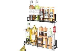 WELDUN 2er Set magnetisches Gewürzregal, magnetisches Regal für Kühlschrank, hängende magnetische Aufbewahrung für Küchen-Organizer, Kühlschrankregal, Metall-Glashalter ohne Bohren