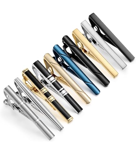 Pinces à Cravate YINETTECH 10pcs | Fermoir Métal Strass | Argenté | Pour Mariage, événement élégant