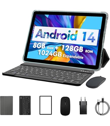 TABWEE T80 WiFi Tablet 10.1 Inch Android 15 12GB+64GB/2TB 6000mAh Gemni AI GPS