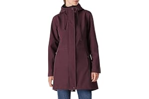 Outdoor Ventures Giacca impermeabile da donna, lunga softshell con cappuccio, per le mezze stagioni, impermeabile, giacca funzionale foderata, impermeabile, antivento, giacca traspirante