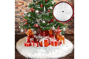 BLAZOR Baumdecke Weihnachtsbaum Decke, Runde Form Schneeflocke Weiß Plüsch Christbaumständer Teppich für Weihnachtsfeiertag Dekorationen, Weihnachtsbaumrock Christmas Decorations