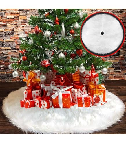 Weihnachtsbaumdecke Aus Plüsch – Weißer Baumstamm-Korb, 72 Cm Durchmesser, Dekorativer Kragen Für Festlichen Look