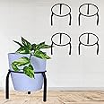 D&V Engineering Metal Plant Stands for Home & Garden | Heavy-Duty Gamla or Pot Stands for Balcony | 7.9” Diameter, 6” Height | 40kg Load Capacity | Set of 4, Black