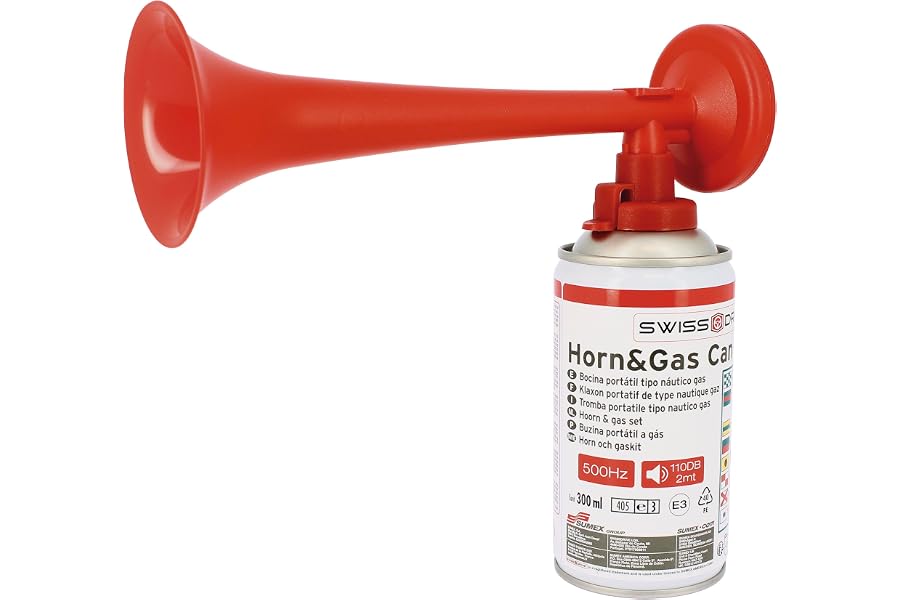 S SUMEX Bocina Portátil Tipo Náutico Gas 500Hz 110DB Muy Potente para Barco Seguridad Eventos Deportivos Celebraciones Incluy