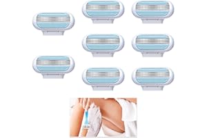 DEWFIGS ㅤ 8 Stück Venus Rasierklingen Damen, Venus Smooth Ersatzklingen Damenrasierer 3 Präzisionsklingen mit Feuchtigkeitsspendenden Schutzkissen Anpassung an Körperkonturen Kompatible Rasierklingen für Frauen