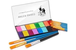 Selutiya Face Painting Kit 16 Colors Face Paint With 11Paint Brushes Safe and non-toxic Rainbow Face Paint Body Paint for Kids Adults Suitable for various festival makeup, party role play