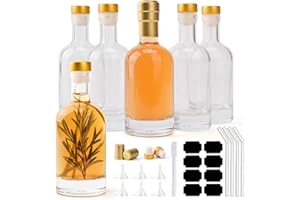 V·Colokishi Lot de 6 petites bouteilles en verre à remplir, 100 ml, mini bouteilles de liqueur, bouteilles à liqueur, bouteilles à shot - Petites bouteilles à remplir pour liqueur, vodka, vin, whisky