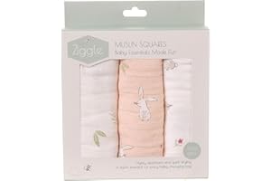 Ziggle Muslin Cloths for Baby, Luxury Large Muslin Squares 70x70 | Thick, Absorbent & Breathable Cotton | Newborn Essentials & Baby Muslins Blanket Gift