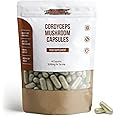 Cordyceps Mushroom Capsules | Natural Performance Enhancement | Immune Support | Respiratory Health | Antioxidant Protection | Cordyceps Capsules Mushroom Powder | Vegan-Friendly | 60 Capsules