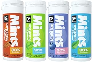 ‎DC24 DAILY CARE DC24 DAILY CARE Mint, 4 Dispenser mit je 30 Mints-Pastillen, Xylit Erythrit Bonbons, Menthol, Frucht und Zimt Menthol Geschmack, kein Aspartam Zuckerfrei & Vegan, Bonbons für frischen Atem