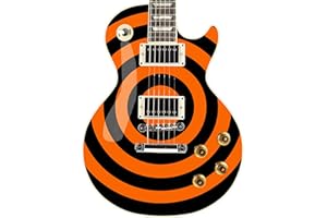 DESIGNDIVIL Bullseye Guitar Laminated Skin Wrap Vinyl Decal Stickers Guitar/Bass. Orange & Black GS34