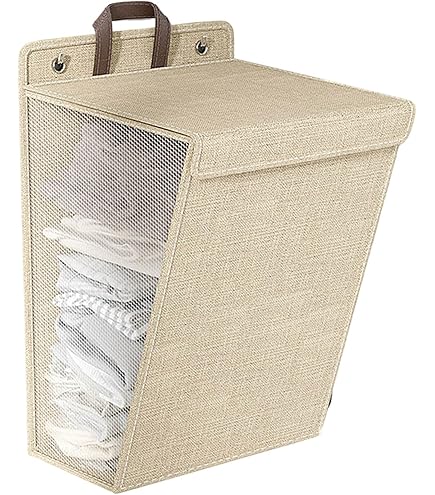 Organizer Da Appendere 2 Pezzi Con 6 Tasche - Cotone E Lino, Impermeabile, Con Ganci, Per Casa E Bagno, Rosso/Blu - Foto 3