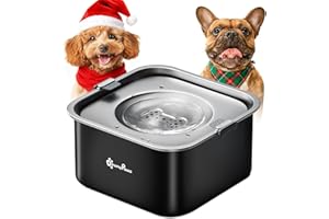 DownyPaws Ciotola Acqua Cane Antigoccia per Piccoli e Medi, 3L Ciotola Antigoccia Cane in Acciaio Inossidabile, Ciotole Acqua Cani Antipolvere e Antiscivolo, Mantiene Pavimento Asciutto (Nero)