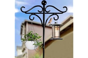 Meyecon Shepherd Crook Hooks for Garden Heavy Duty Double Outdoor Shepherd's Hooks Adjustable Height 76 inches (B)