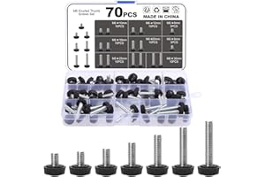 MOENDERGO Set di 70 viti a testa zigrinata M6 con filettatura in carbonio, manopole di montaggio, manopole per maniglia, viti di bloccaggio rotonde, clip per tubi per tipi di supporto e macchina (C)